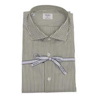 Camasi casual 100% COTTON STRIPED SLIM FIT SHIRT IN GREEN AND WHITE Barbati