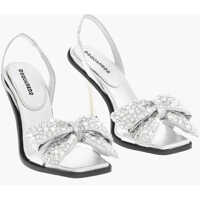 Sandale cu toc Leather Holiday Party Sandals With Maxi Rhinestoned Statemen Femei