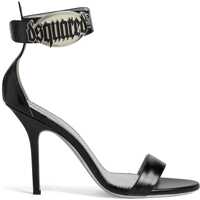 Sandale cu toc Leather Gothic Sandal With Metal Logo 11 Cm Femei