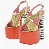 Sandale cu toc Animalier Printed Leather Evening Sandals Heel 17 Cm Femei