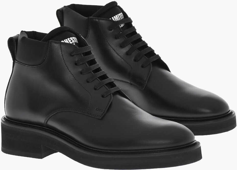 Ghete DSQUARED2 Lace-Up Manchester Leather Booties Black Barbati (BM 18166888) 1