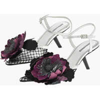 Sandale cu toc Leather Gothic Flower Sandals With Mesh Femei