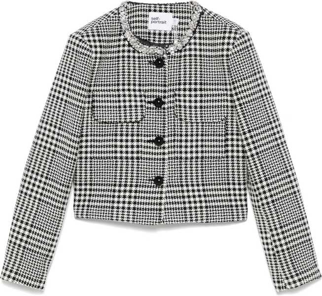 Jachete Self-Portrait Houndstooth Cropped Jacket BLACK Femei (BM 18167332) 1