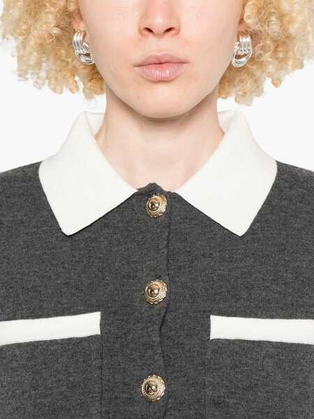 Cardigane Self-Portrait Knit Cardigan GREY Femei (BM 18167338) 5