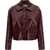 Self-Portrait Leather Cropped Jacket BORDEAUX