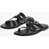Sandale fara toc Leather Sandals With Logoed Buckle Femei
