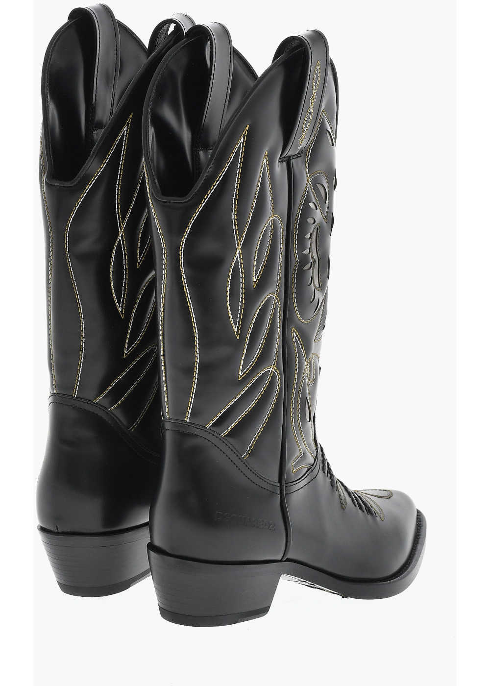 Cizme lungi DSQUARED2 Embroidered Vintage Leather Texan Boots Black Femei (BM 18167764) 2