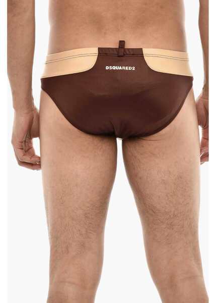 Chiloti DSQUARED2 Two-Tone Swim Briefs Brown Barbati (BM 18167869) 2