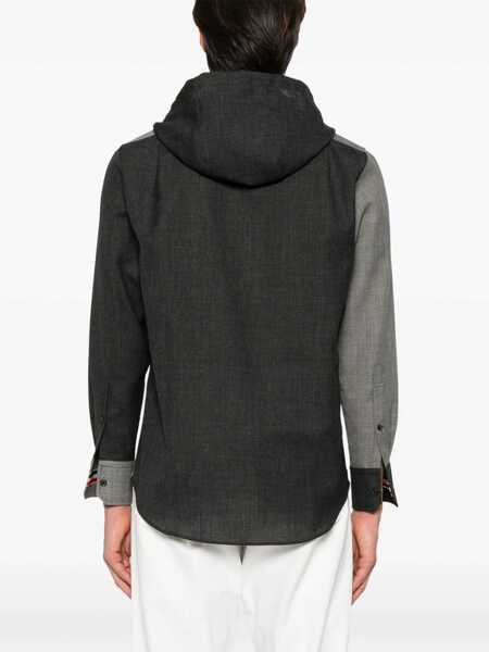 Camasi casual Thom Browne Hooded Shirt Jacket TONAL GREY Barbati (BM 18167944) 4