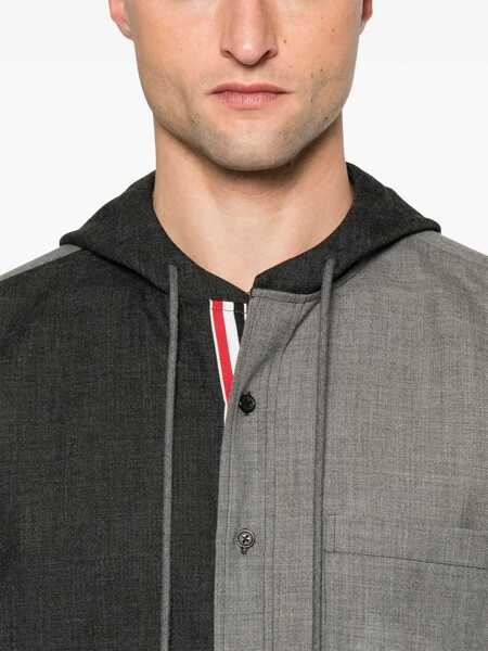 Camasi casual Thom Browne Hooded Shirt Jacket TONAL GREY Barbati (BM 18167944) 5
