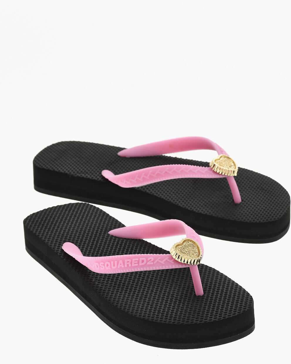 Sandale fara toc DSQUARED2 Rubber Thong Sandals With Heart Detail Pink Femei (BM 18168046) 1