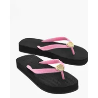 Sandale fara toc Rubber Flip-Flops With Heart Details Femei