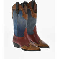 Cizme lungi Denim Vintage Texan Boots With Leather Details Femei