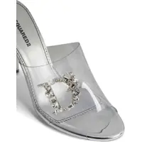 Saboti Dama - Saboti DSQUARED2 Open Toe Transparent Queen Sabot With Rhinestoned Logo 11 Cm Silver Femei (BM 18168121) - B-mall.ro