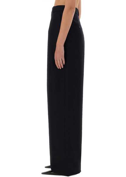 Pantaloni casual Saint Laurent Wide-Leg Pants In Grain De Poudre BLUE Femei (BM 18168529) 4