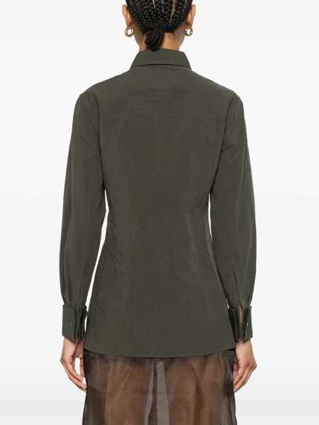 Bluze Saint Laurent Linen And Cotton Cassandre Shirt GREEN Femei (BM 18168574) 4