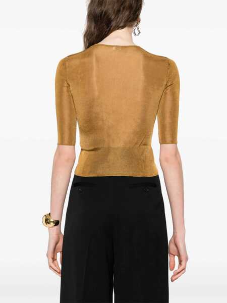 Bluze Saint Laurent Top Cassandras BROWN Femei (BM 18168625) 4