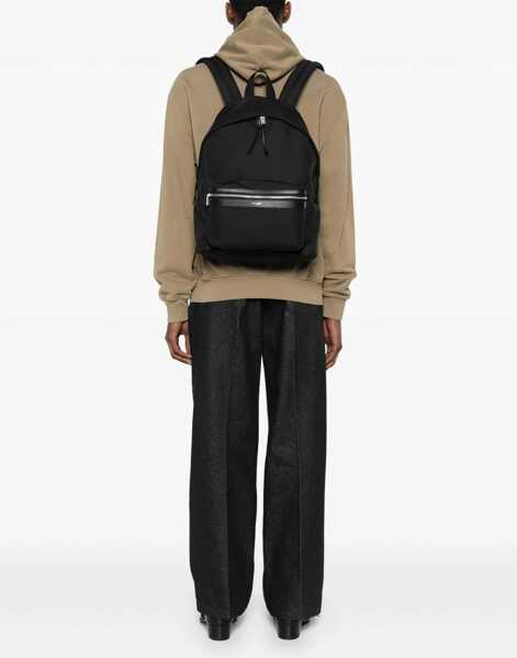Rucsacuri Saint Laurent Nylon Canvas And Leather City Backpack BLACK Barbati (BM 18168862) 2