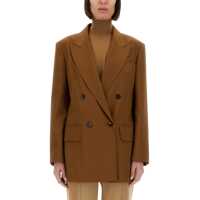 Sacouri Wool Blend Double-Breasted Jacket Femei