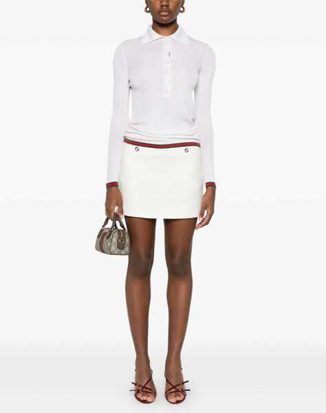Tricouri Polo Gucci Cashmere And Silk Polo Shirt WHITE Femei (BM 18169237) 2