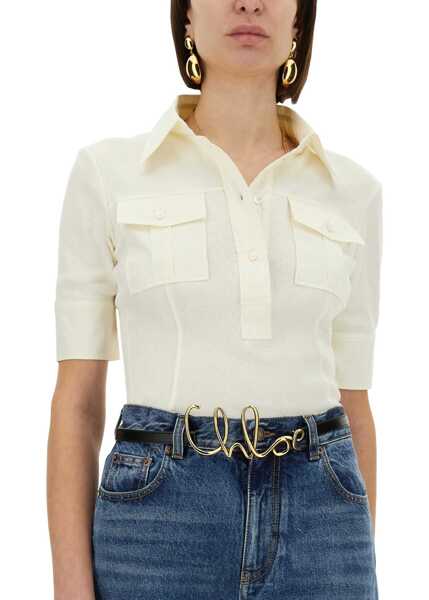 Tricouri Polo Chloe Slim Fit Polo. WHITE Femei (BM 18169240) 4