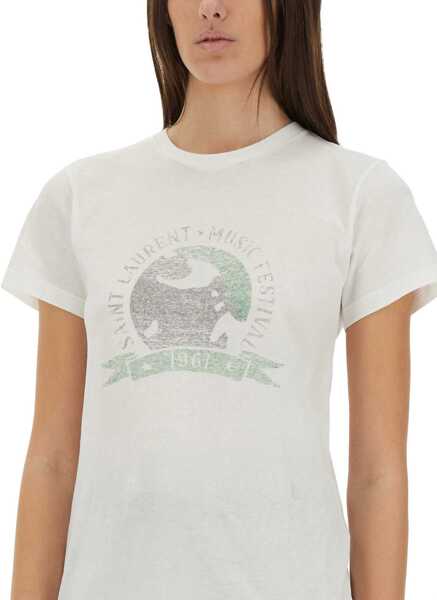 Tricouri Saint Laurent Music Festival T-Shirt BEIGE Femei (BM 18169792) 4
