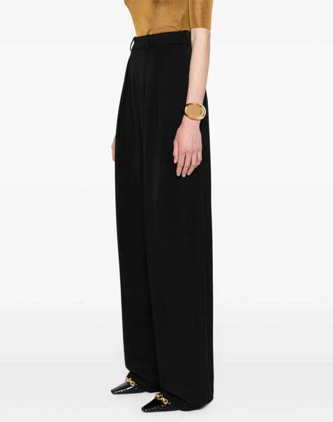 Pantaloni casual Saint Laurent Wide-Leg Pants In Grain De Poudre BLACK Femei (BM 18169807) 3