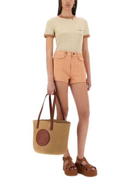 Pantaloni scurti Chloe Cotton Shorts PINK Femei (BM 18169936) 2