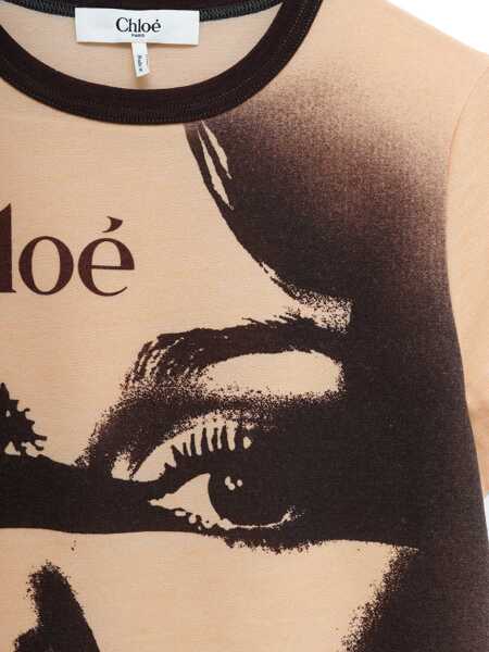 Tricouri Chloe Cotton Jersey Logo T-Shirt NUDE Femei (BM 18169978) 3