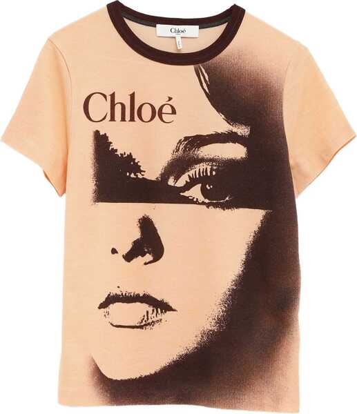 Tricouri Chloe Cotton Jersey Logo T-Shirt NUDE Femei (BM 18169978) 1