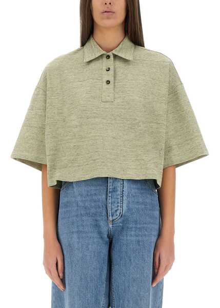 Tricouri Polo Bottega Veneta Cotton Pique Polo Shirt BEIGE Femei (BM 18170092) 1