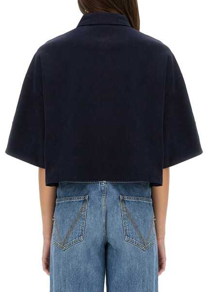 Tricouri Polo Bottega Veneta Cotton Pique Polo Shirt BLUE Femei (BM 18170281) 3