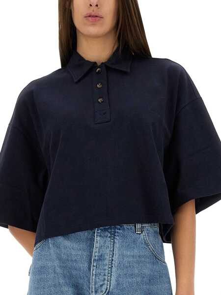 Tricouri Polo Bottega Veneta Cotton Pique Polo Shirt BLUE Femei (BM 18170281) 4