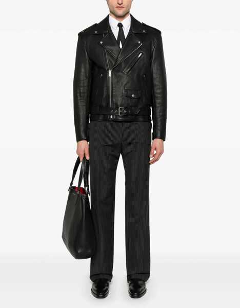 Geci biker Saint Laurent Leather Biker Jacket BLACK Barbati (BM 18170326) 2