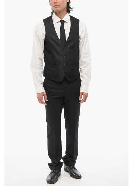 Veste costum CORNELIANI Silk Satin Vest With Five Buttons Black Barbati (BM 18171283) 4