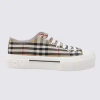 Sneakers Burberry Beige Cotton Sneakers Femei