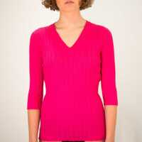 Pulovere La Rose V Neck Cash/Silk Hot Pink Femei