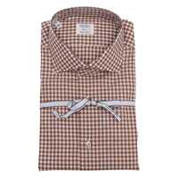 Camasi casual SLIM FIT CHECKED SHIRT IN WHITE AND BROWN 100% COTTON Barbati