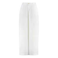 Pantaloni casual 120% Lino Linen Wide Leg Trousers Femei