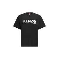 Tricouri Kenzo Black T-Shirt In Cotton With White Logo Printed Barbati