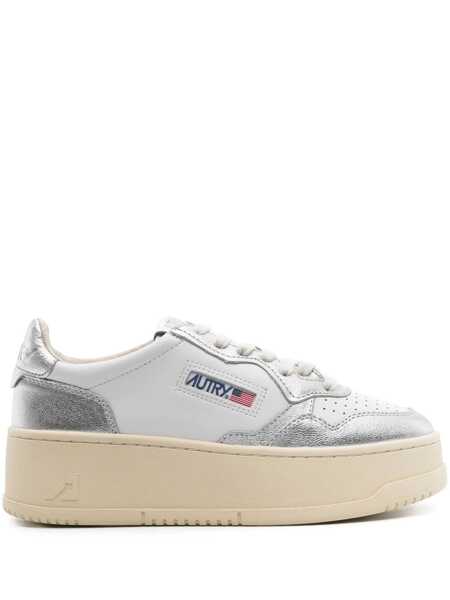 Sneakers AUTRY Autry Sneakers Platform Low In Pelle Bianca E Argento WHITE Femei (BM 18185886) 1