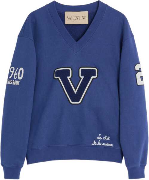 Bluze de trening Valentino Garavani Embroidered Cotton Sweatshirt BLUE Femei (BM 18189211) 1