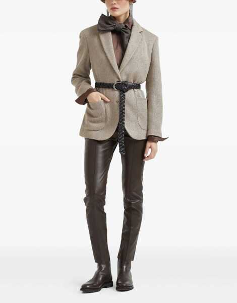 Veste casual Brunello Cucinelli Ribbed deisgn lurex Jacket NUTSHELLARGENTO Femei (BM 18189565) 2