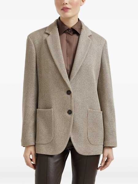 Veste casual Brunello Cucinelli Ribbed deisgn lurex Jacket NUTSHELLARGENTO Femei (BM 18189565) 3