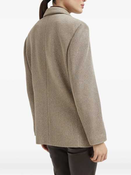 Veste casual Brunello Cucinelli Ribbed deisgn lurex Jacket NUTSHELLARGENTO Femei (BM 18189565) 4