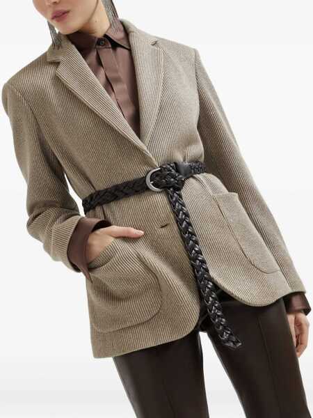 Veste casual Brunello Cucinelli Ribbed deisgn lurex Jacket NUTSHELLARGENTO Femei (BM 18189565) 5