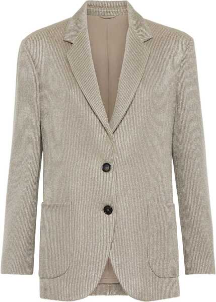 Veste casual Brunello Cucinelli Ribbed deisgn lurex Jacket NUTSHELLARGENTO Femei (BM 18189565) 1