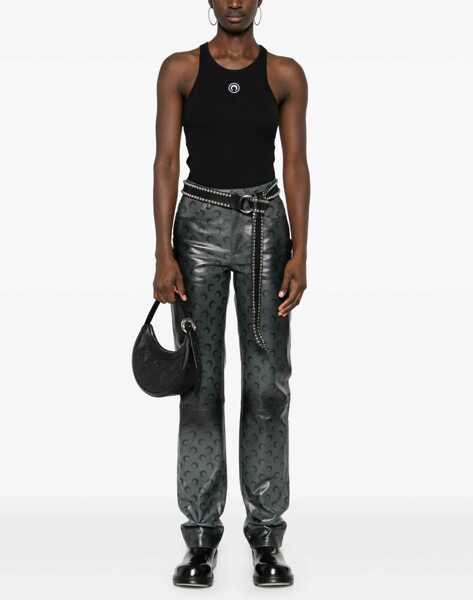 Topuri MARINE SERRE Ribbed Moon Tank Top BLACK Femei (BM 18189616) 2