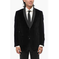 Sacouri CORNELIANI Velvet Single-Breasted Academy Cerimonia Blazer With Satin S