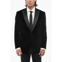Sacouri Code Velvet Single-Breasted Blazer With Peak Satin Lapel Barbati